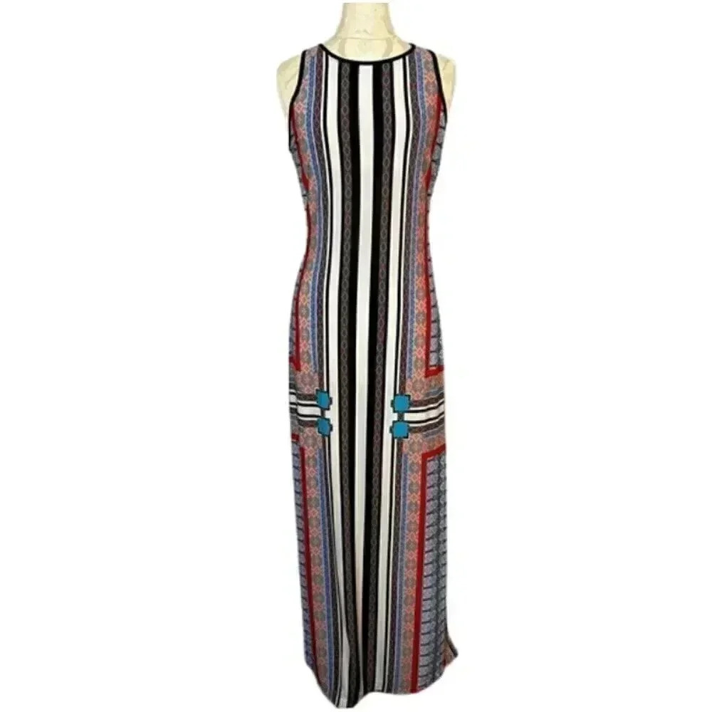 BISOU BISOU Multicolored Multi Dress Women Size 6 Patterned Zippered